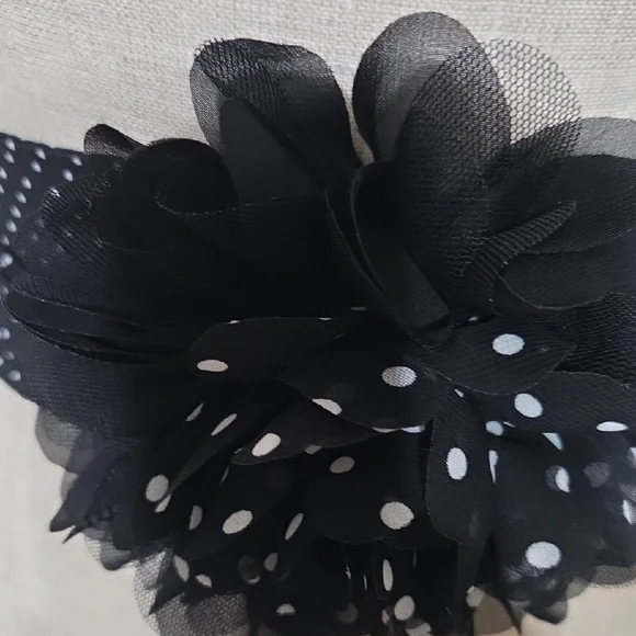 White House Black Market Black and White Polka Dot Floral Waist Belt - Picture 2 of 5